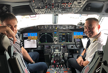 Professional pilots in cockpit